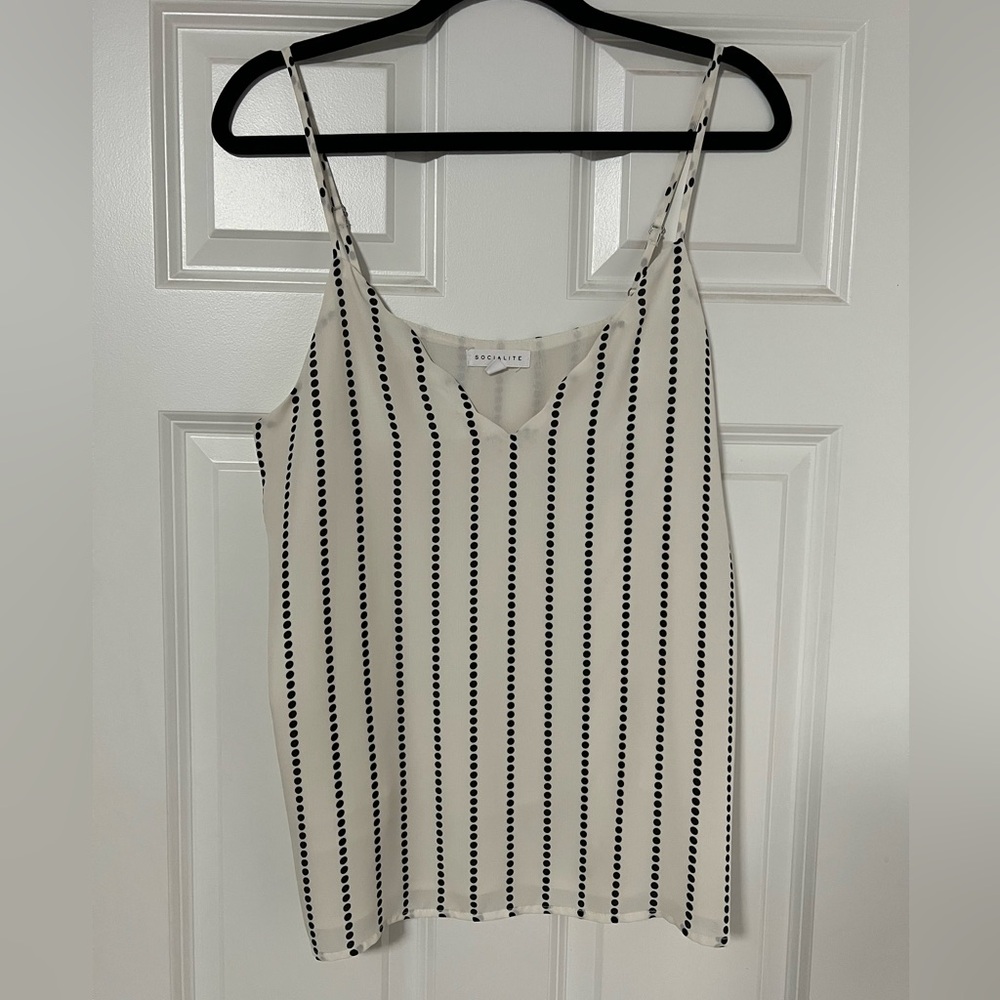 Socialite Cream and Black Polka Dot Cami
